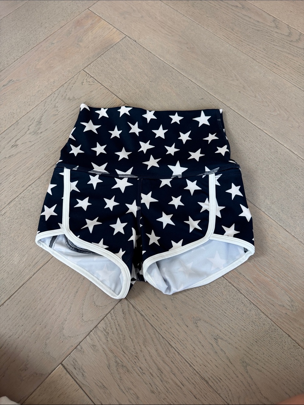 FP Movement by Free People Navy and White Star High-Waist Athletic Shorts